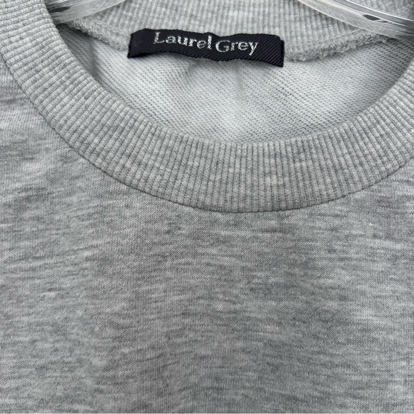 Laurel Grey grey embellished puffy sleeve with pearls silver beads top Sz Small - Picture 3 of 7